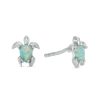 Banter Child'S Pear-Shaped Simulated Green Opal Turtle Stud Earrings In Sterling Silver Earrings