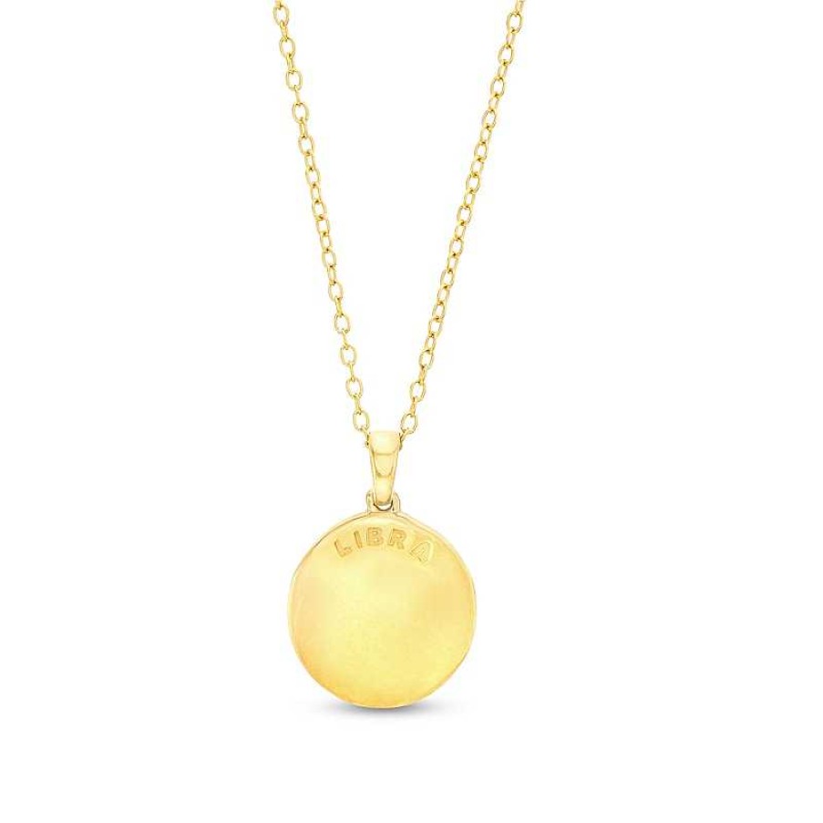 Banter Diamond Accent Libra Zodiac Disc Necklace In Sterling Silver With 14K Gold Plate - 18" Necklaces