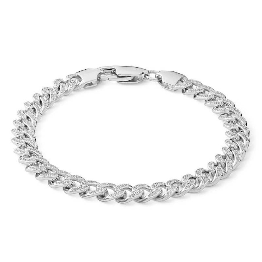 Banter Cubic Zirconia 7Mm Curb Chain Bracelet In Solid Sterling Silver - 7.5" Bracelets