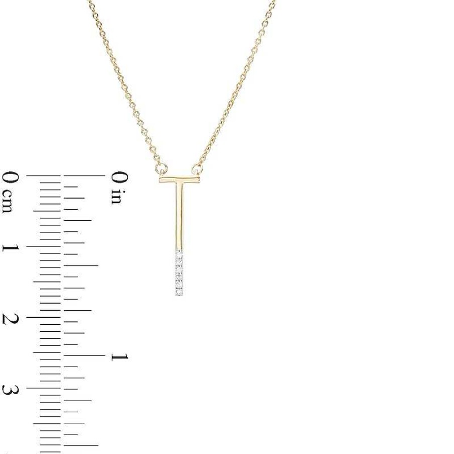 Banter 1/20 Ct. T.W. Diamond "T" Initial Necklace In Sterling Silver With 14K Gold Plate - 18" Necklaces