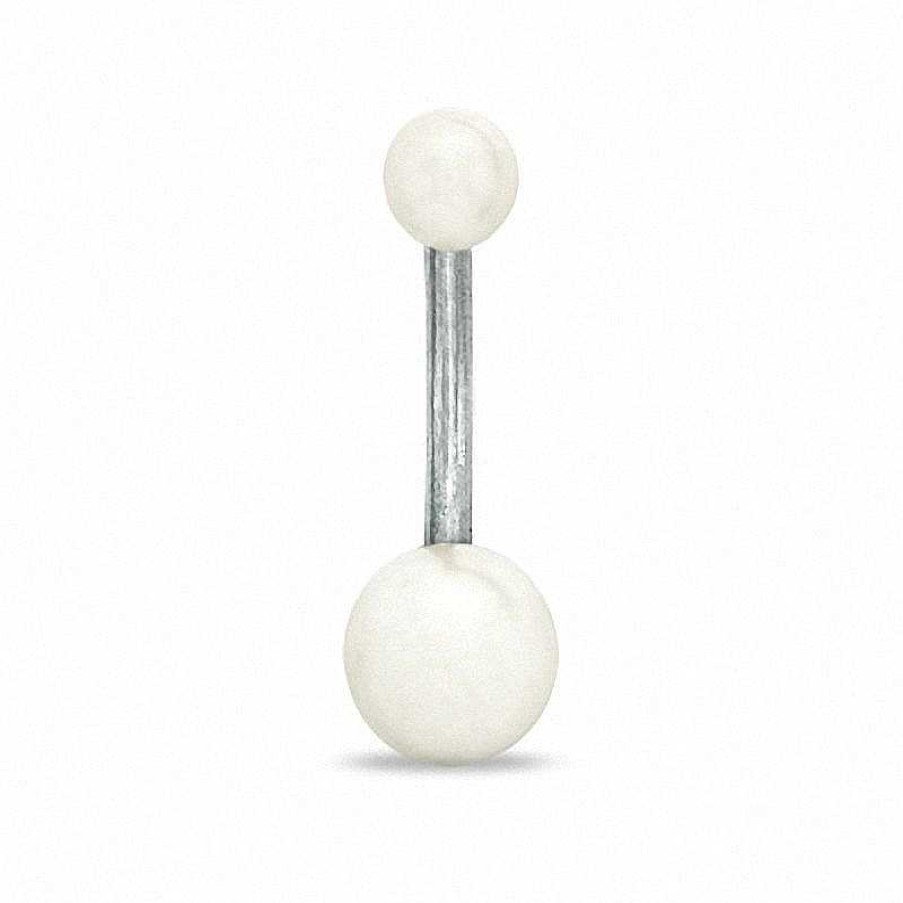 Banter Solid Stainless Steel Faux Pearl Belly Button Ring - 14G 3/8" Belly Button