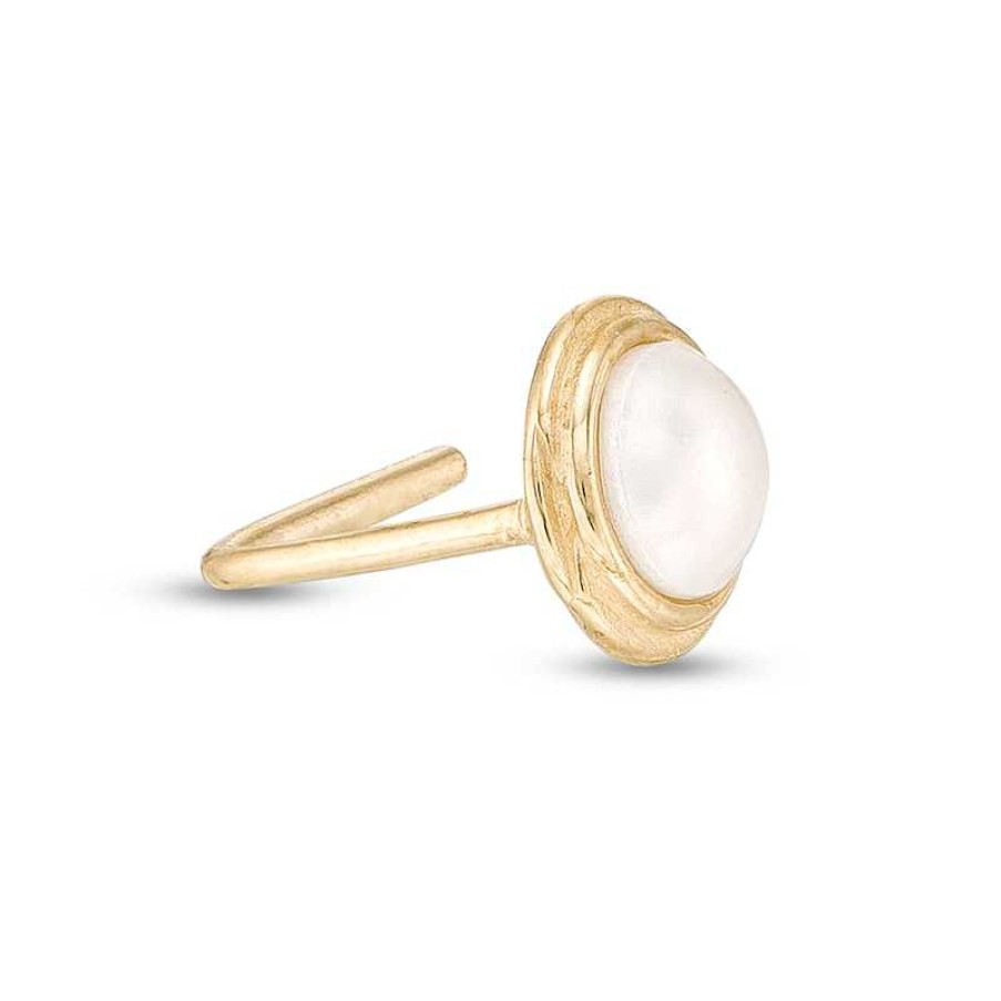 Banter 024 Gauge Lab-Created Mother-Of-Pearl Nose Stud In 10K Gold Nose