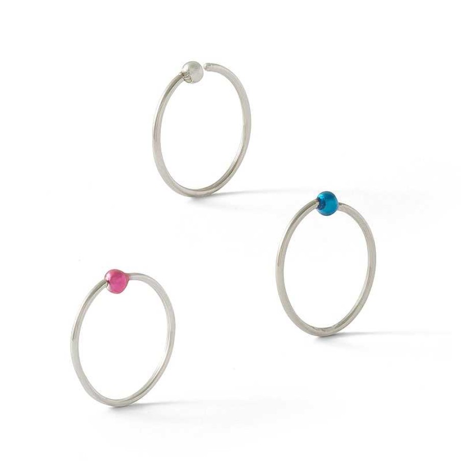 Banter 020 Gauge Multi-Color Nose Ring Set In Solid Stainless Steel Nose