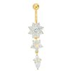 Banter Yellow Ion Plated Teardrop Cz Flower Belly Button Ring - 14G 3/8" Belly Button