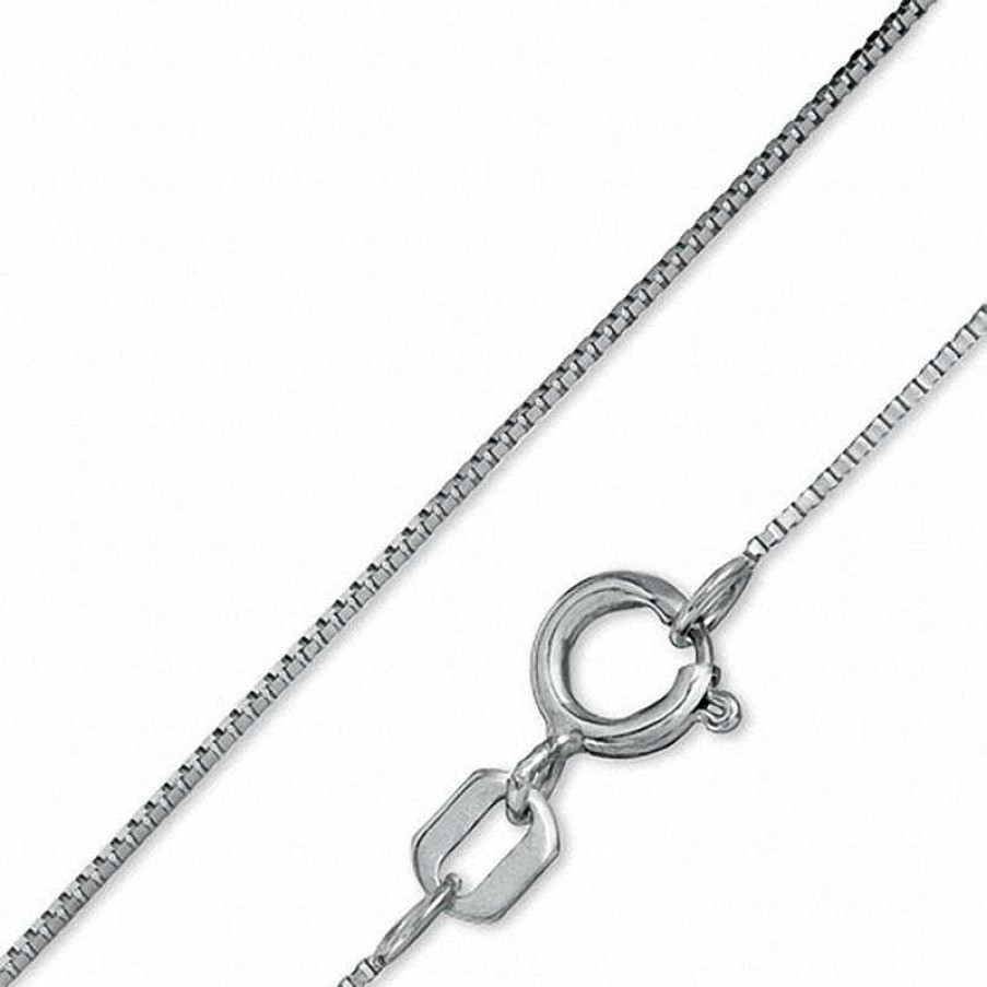 Banter 040 Gauge Box Chain Necklace In 10K Solid White Gold - 18" Necklaces