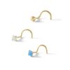 Banter 14K Semi-Solid And Hollow Gold Cz And Simulated Blue Opal Three Piece Nose Ring Set - 22G Nose