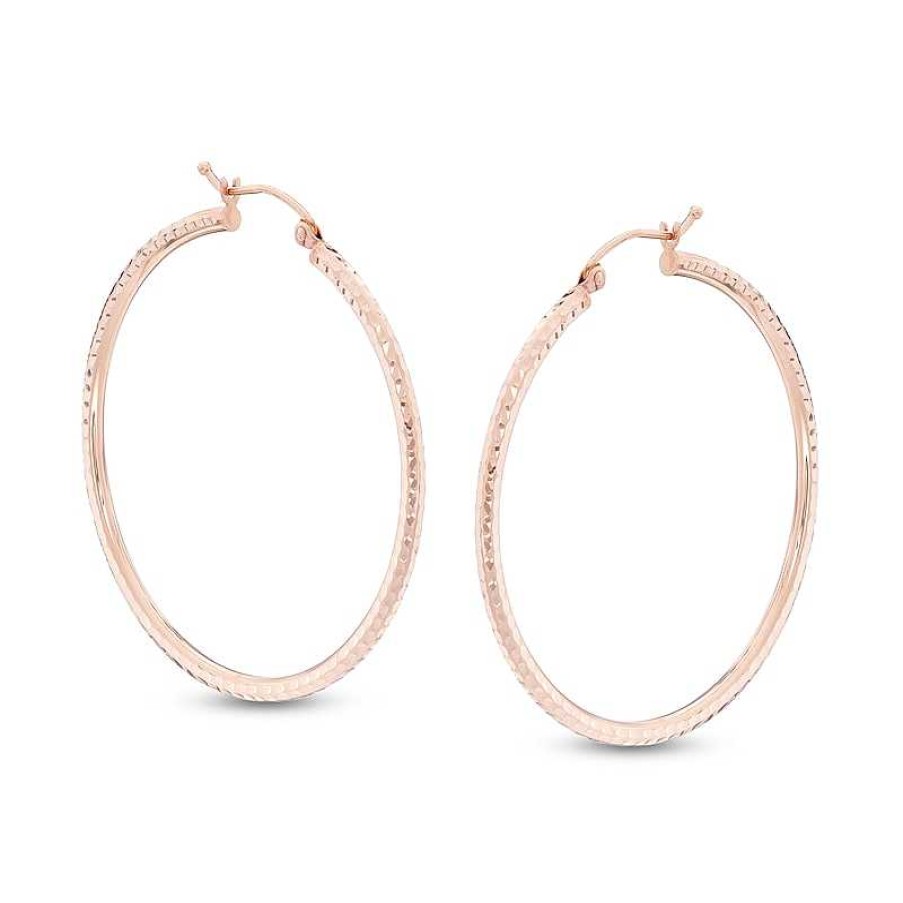 Banter 40Mm Diamond-Cut Earrings In 14K Tube Hollow Rose Gold Earrings