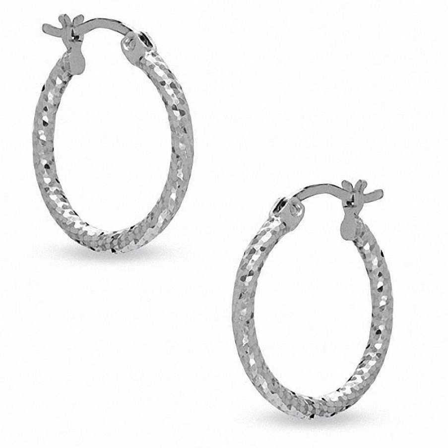 Banter Sterling Silver 16Mm Diamond-Cut Hoop Earrings Earrings