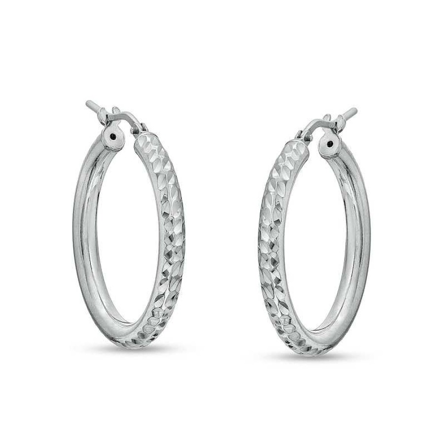 Banter Made In Italy 20Mm Diamond-Cut Hollow Tube Hoop Earrings In Hollow Sterling Silver Earrings