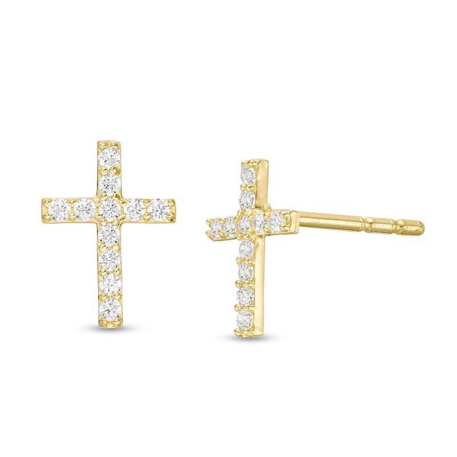 Banter 0.9Mm Cubic Zirconia Cross Stud Earrings In 14K Gold Earrings