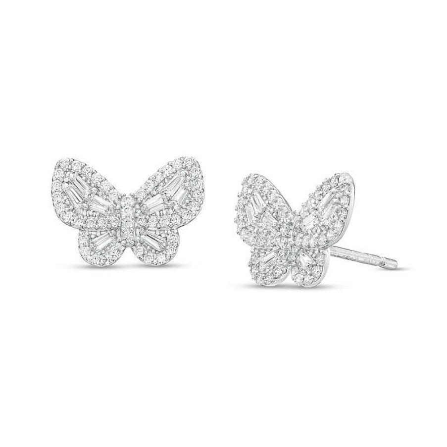 Banter Cubic Zirconia Butterfly Stud Earrings In Sterling Silver Earrings