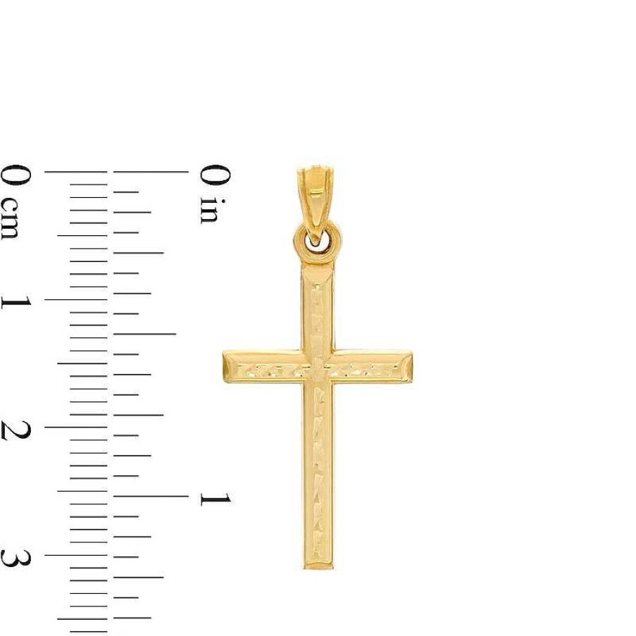 Banter Diamond-Cut Cross Necklace Charm In 10K Stamp Hollow Gold Charms