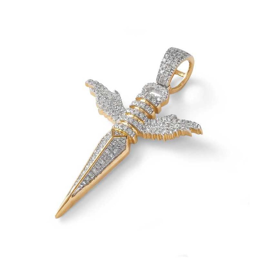 Banter 1/4 Ct. T.W. Diamond Angel Dagger Necklace Charm In 10K Gold Charms