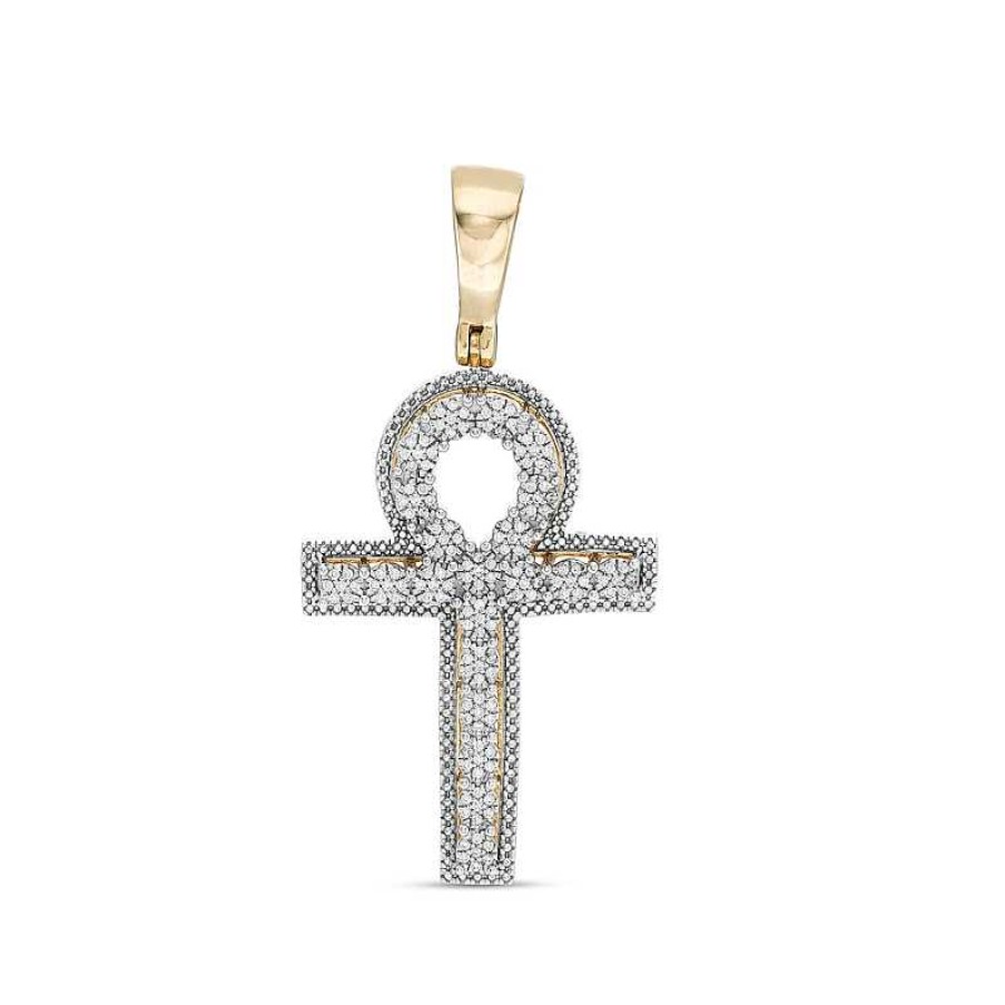 Banter 1/5 Ct. T.W. Composite Diamond Ankh Necklace Charm In Sterling Silver With 14K Gold Plate Charms