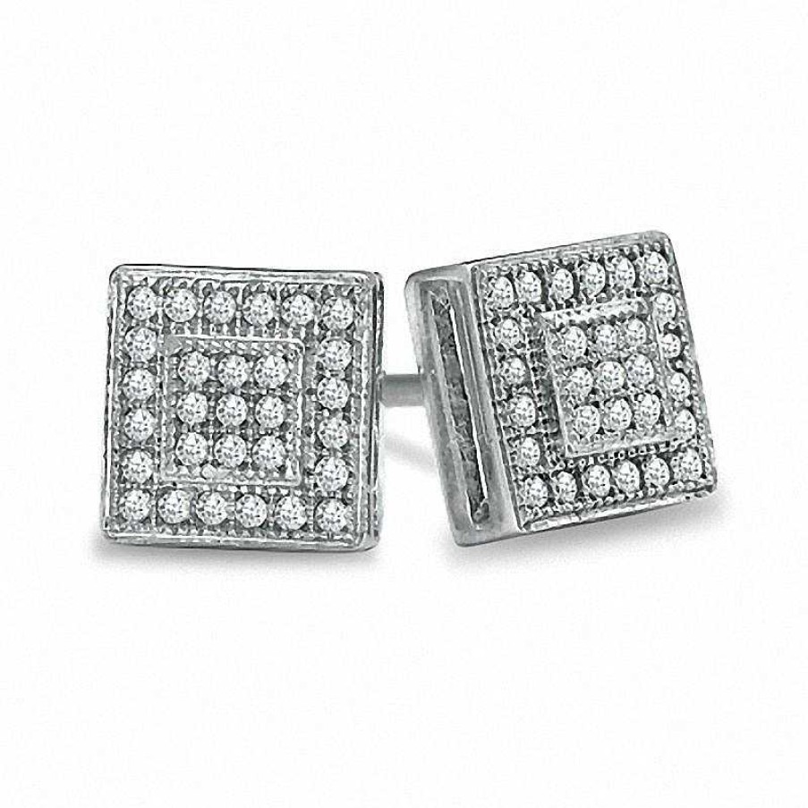 Banter 1/6 Ct. T.W. Diamond Double Square Stud Earrings In Sterling Silver Earrings