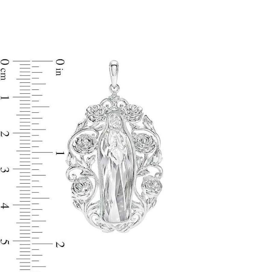 Banter Crystal And Cubic Zirconia Our Lady Guadalupe Necklace Charm In Solid Sterling Silver Charms