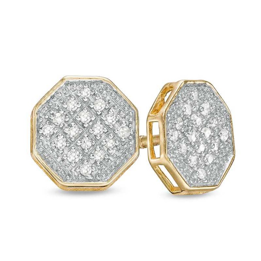 Banter 1/10 Ct. T.W. Composite Diamond Beaded Octagon Stud Earrings In 10K Gold Earrings