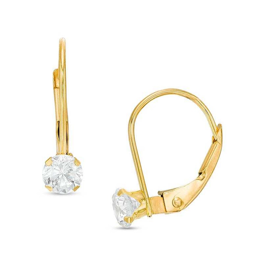 Banter Child'S 4Mm Cubic Zirconia Solitaire Drop Earrings In 14K Gold Earrings