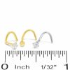 Banter 10K Hollow And Solid Yellow And Whte Gold Cz Screw Nose Stud Set - 22G Nose