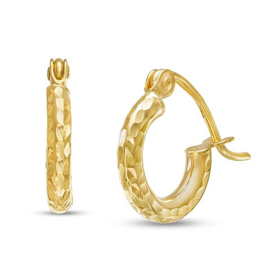 Banter Diamond-Cut 10Mm Hoop Earrings In 10K Tube Hollow Gold Earrings