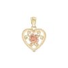 Banter 18Mm Diamond-Cut Heart With Flower Charm In 10K Solid Two-Tone Gold Charms