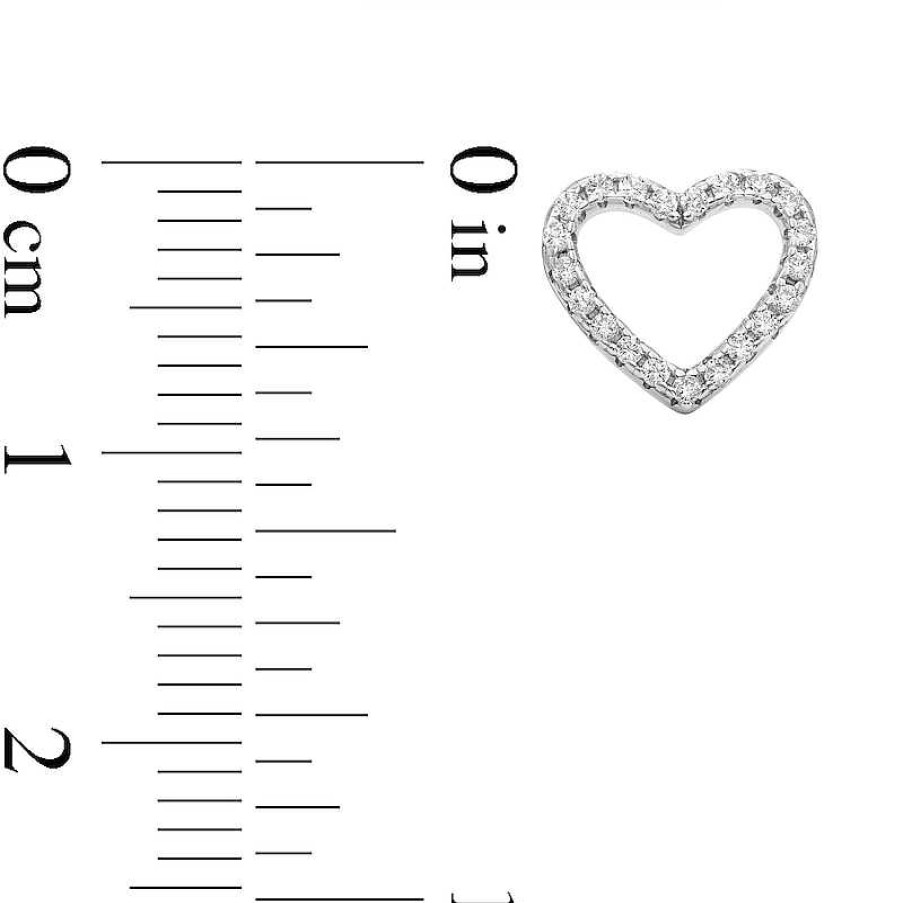 Banter 4Mm Cubic Zirconia Solitaire And Heart Outline Stud Earrings Set In Sterling Silver Earrings