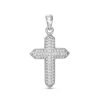 Banter Cubic Zirconia Pav Bold Triple Row Cross Necklace Charm In Sterling Silver Charms