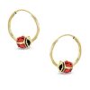 Banter Child'S Red Enamel Ladybug Continuous Hoop Earrings In 10K Gold Earrings