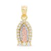 Banter Cubic Zirconia Our Lady Of Guadalupe Small Necklace Charm In 10K Solid Tri-Tone Gold Charms