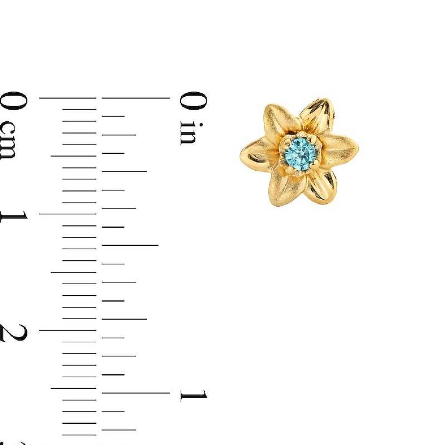 Banter 10K Solid Gold Cz Daffodil Studs Earrings