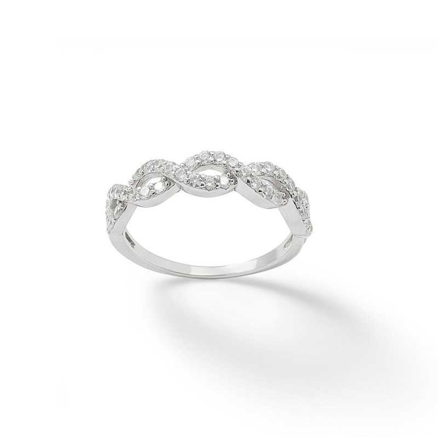 Banter Cubic Zirconia Loose Braid Ring In Sterling Silver - Size 7 Rings