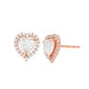 Banter 5Mm Heart-Shape Cubic Zirconia Frame Stud Earrings In 14K Rose Gold Earrings