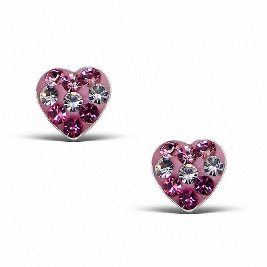 Banter Child'S Crystal Heart Stud Earrings In Sterling Silver With Earrings