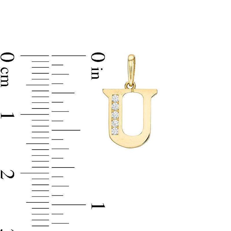 Banter Cubic Zirconia "U" Initial Charm Pendant In 10K Solid Gold Charms