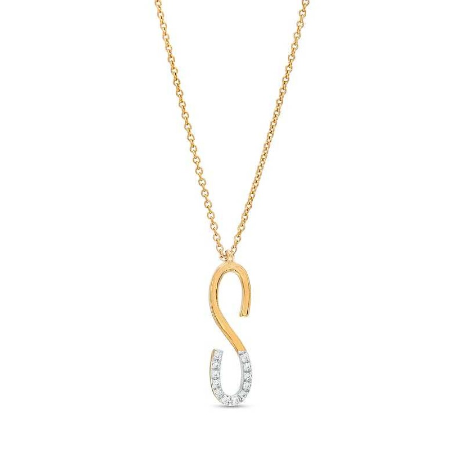 Banter 1/20 Ct. T.W. Diamond "S" Initial Necklace In Sterling Silver With 14K Gold Plate - 18" Necklaces