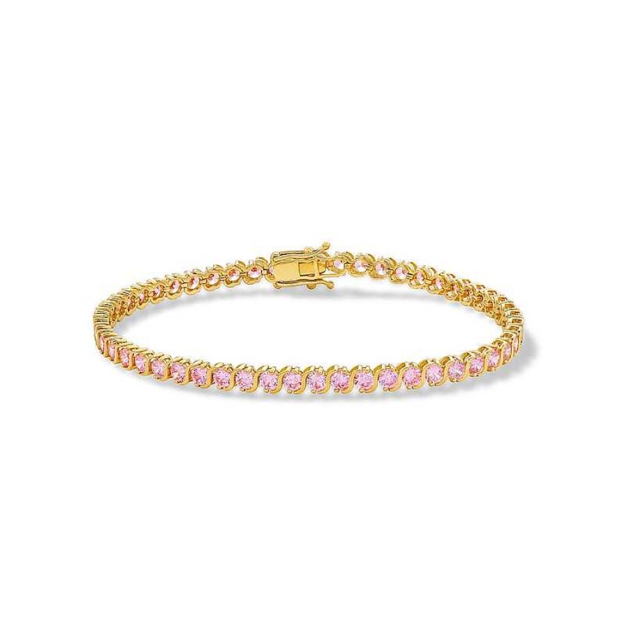 Banter 10K Solid Gold Cz Pink Link Bracelet Bracelets