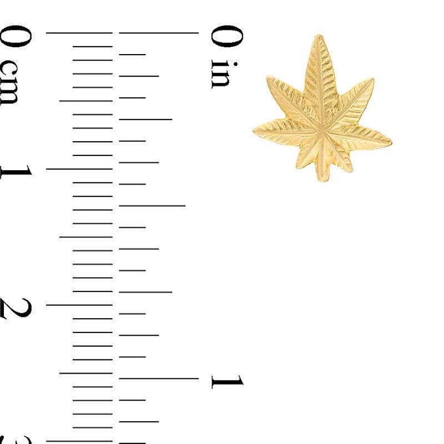 Banter Diamond-Cut Cannabis Leaf Stud Earrings In 10K Gold Earrings