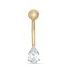 Banter 10K Solid Gold Cz Pear-Shaped Belly Button Ring - 14G 7/16" Belly Button