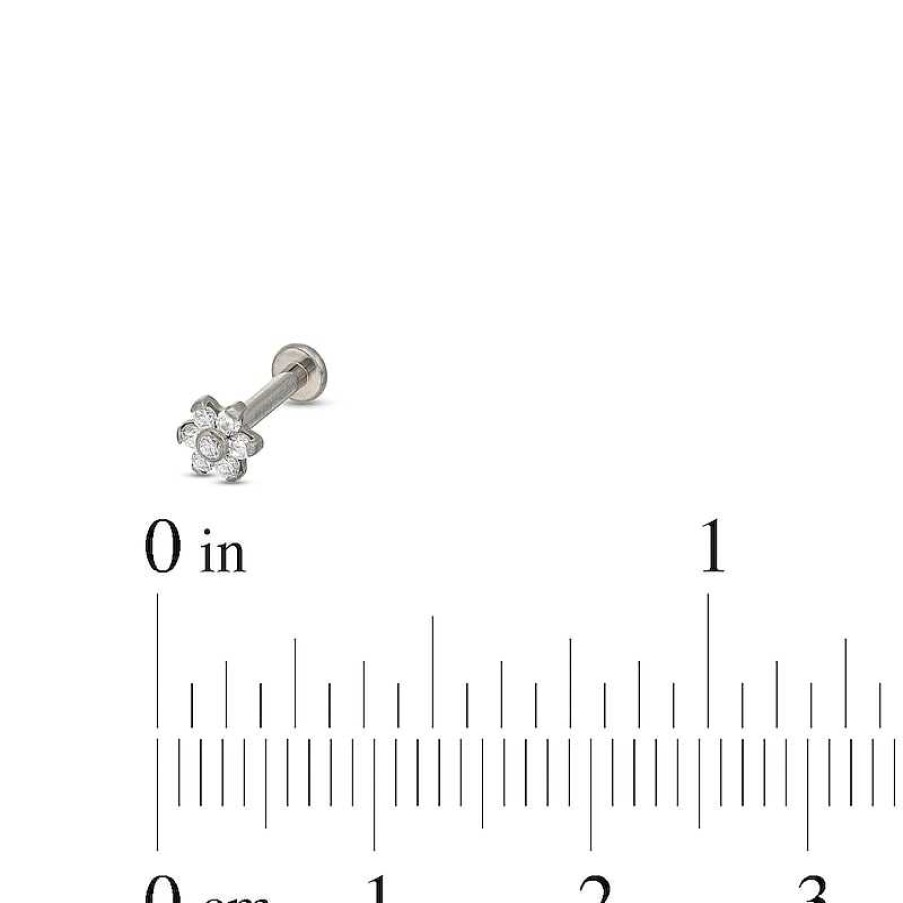 Banter Titanium Cz Flower Stud - 16G 5/16" Ear