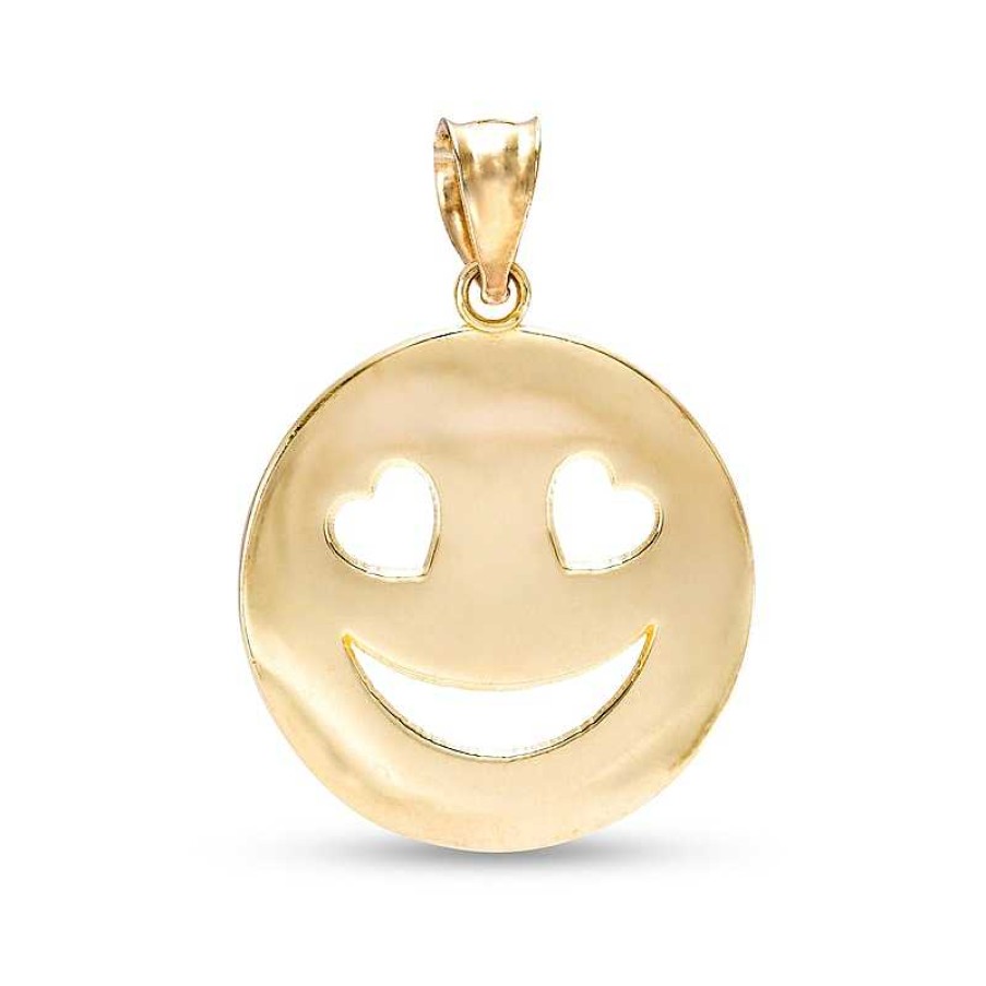 Banter Heart Eyes Smiley Face Necklace Charm In 10K Gold Casting Solid Charms