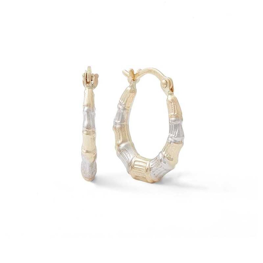 Banter Bamboo Hoop Earrings In 10K Two-Tone Gold Earrings