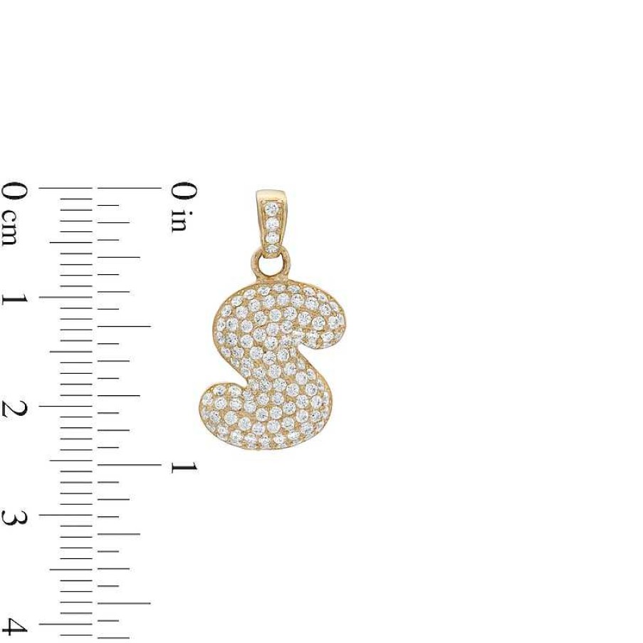 Banter Cubic Zirconia Puffed "S" Necklace Charm In 10K Semi-Solid Gold Charms