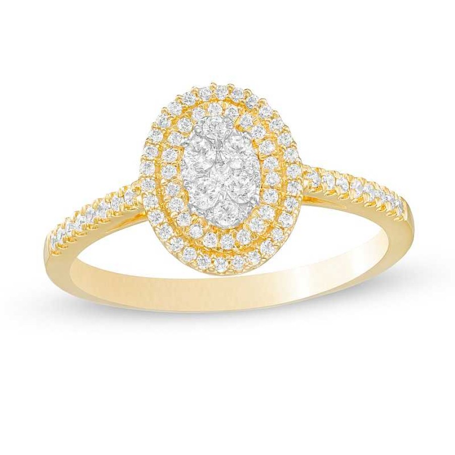 Banter 1/3 Ct. T.W. Composite Diamond Double Oval Frame Engagement Ring In 10K Gold Rings