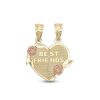 Banter Best Friends Breakable Heart With Roses Two-Tone Necklace Charm In 10K Gold Charms