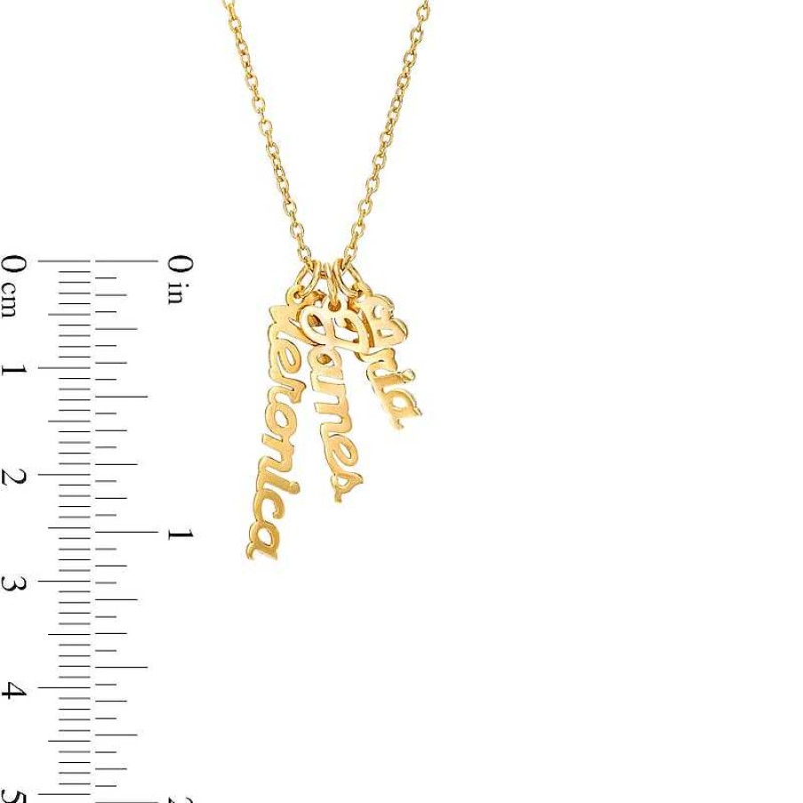 Banter Three Name Script Vertical Chain Personalized Necklace In Solid Sterling Silver With 14K Gold Plate (1 Line) - 18" Necklaces