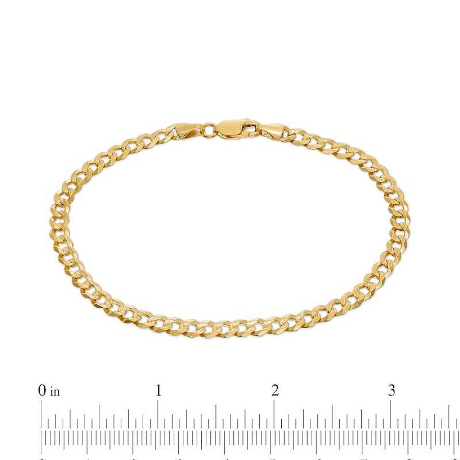 Banter 120 Gauge Diamond-Cut Pav Curb Chain Bracelet In 10K Solid Gold - 8.5" Bracelets