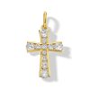 Banter 14K Solid Gold Cz Graduated Stone Cross Charm Charms