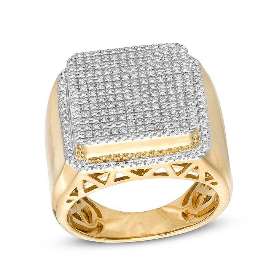 Banter 1/10 Ct. T.W. Diamond Raised Square Ring In Sterling Silver With 14K Gold Plate Rings