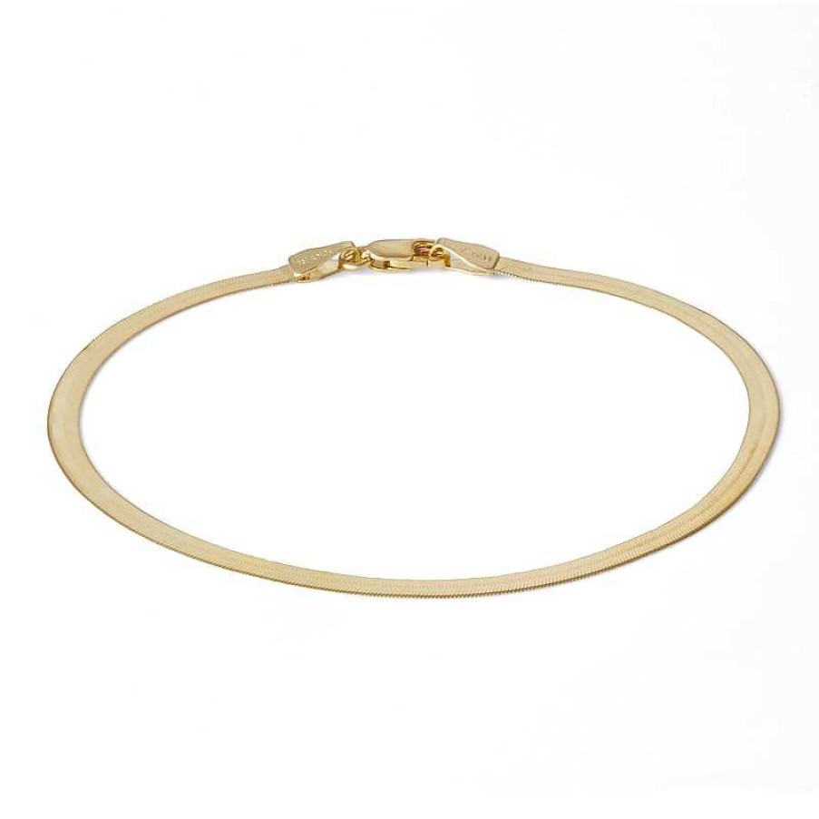 Banter Made In Italy 027 Gauge Herringbone Chain Bracelet In 10K Solid Gold 7.25" Bracelets