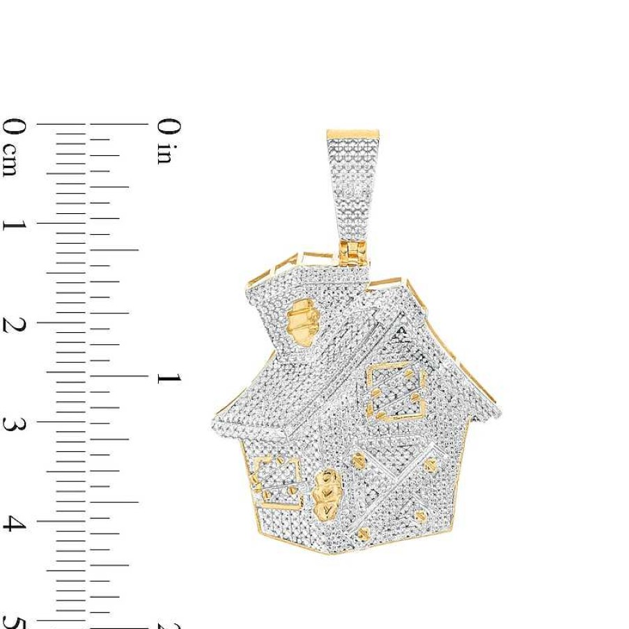 Banter 1/20 Ct. T.W. Diamond House Necklace Charm In Sterling Silver With 14K Gold Plate Charms